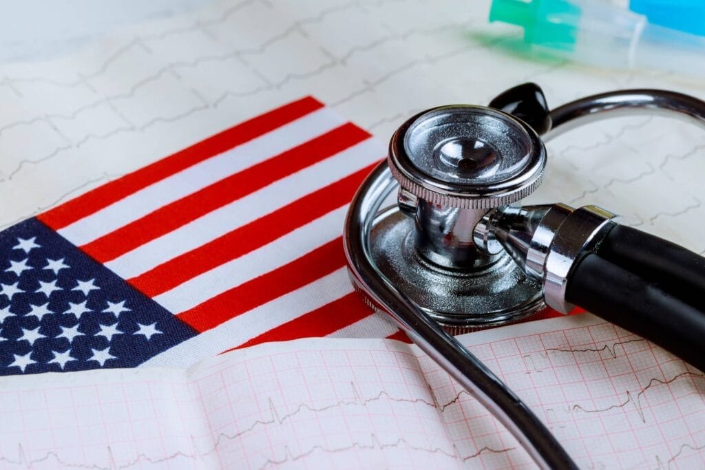 A stethoscope symbolizes President Trump's AHCA  proposal.